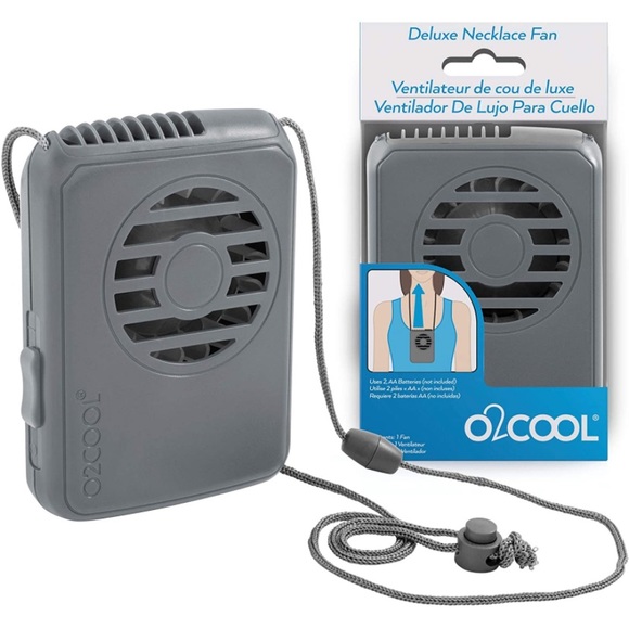 O2Cool Battery Powered Deluxe Necklace Fan in Gray - Picture 1 of 9